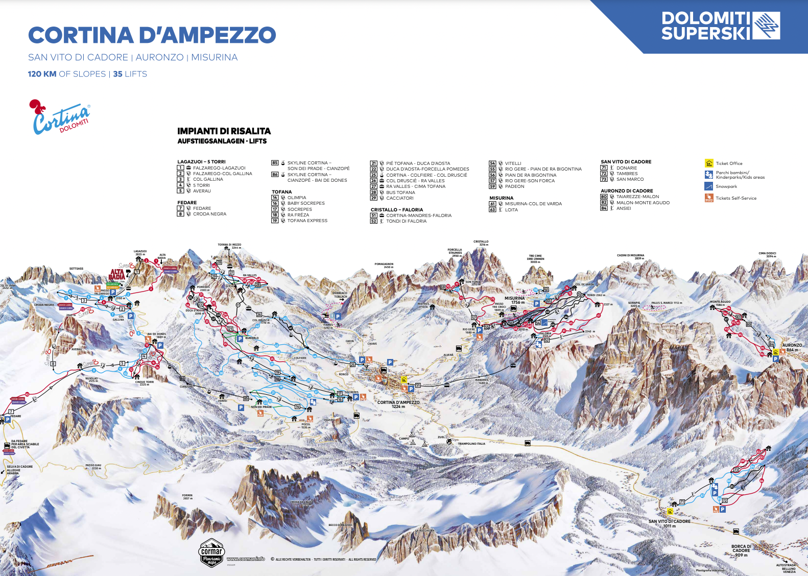 Dolomiti Superski Map, Cortina D'Ampezzo